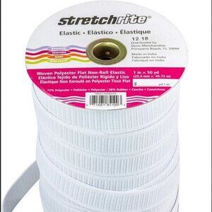 Stretchrite Flat Non-Roll Woven Polyester Elastic Spool, 1-Inch by White 50 Yard